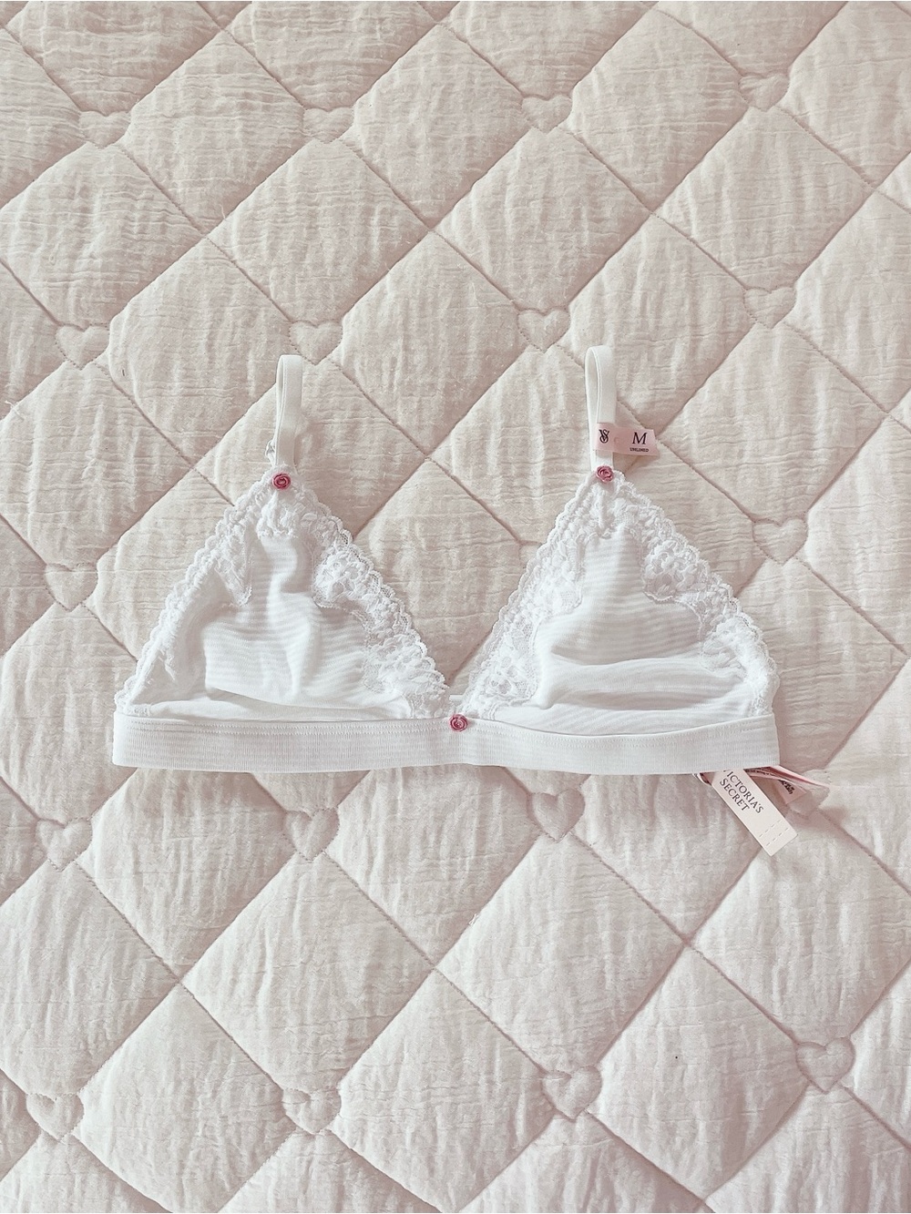 𝜗𝜚 victoria’s secret cotton shadow stripe unlined triangle bralette 𝜗𝜚